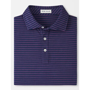 Peter Millar -M- Crown Pilot Mill Cedar Navy Stripe Mens Pima Cotton Polo Shirt